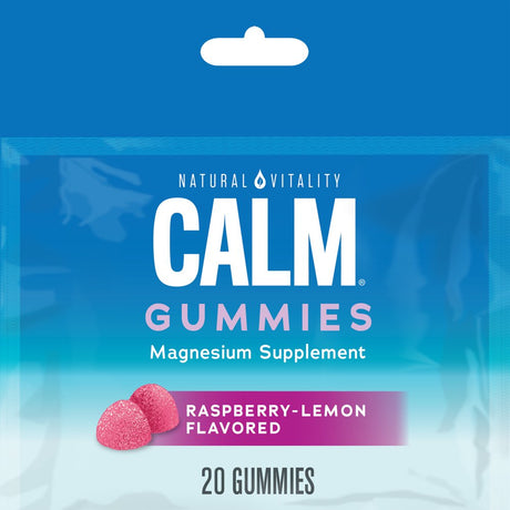 Natural Vitality Calm Magnesium Supplement Gummies, Raspberry Lemon, 330 Mg, 20 Count