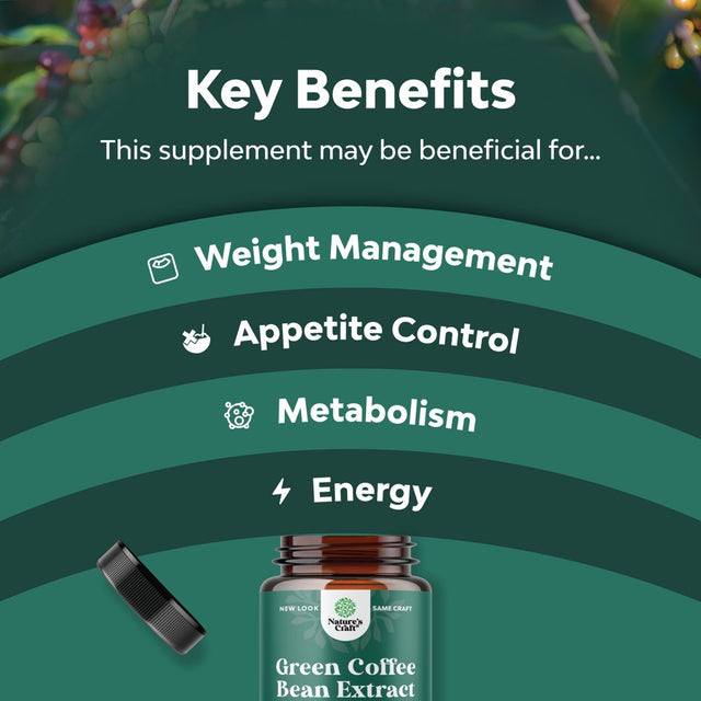 Green Coffee Bean Extract for Weight Loss - Weight Loss Pills for Women and Men - Appetite Suppressants for Weight Loss with Chlorogenic Acid - Herbal Fat Burner to Assist with Weight Loss 120 Count