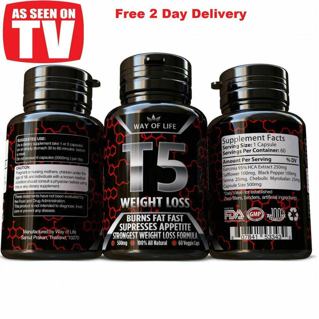 T5 Weight Loss, Diet Pills, Fat Burner, Appetite Suppressant Supplement Capsules