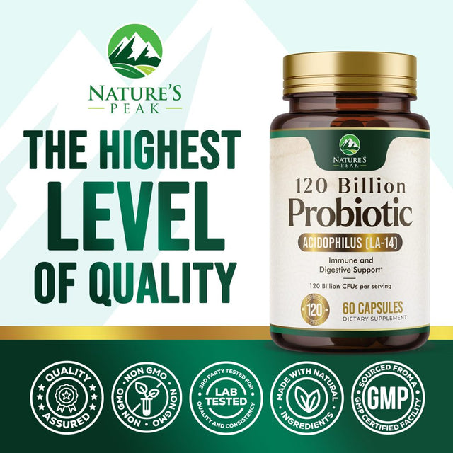 Probiotics for Digestive Health - 120 Billion CFU Guaranteed with Diverse Strains for Women'S Vaginal & Urinary Health & Daily Immune Support, Nature'S Acidophilus Probiotic Supplement - 60 Capsules