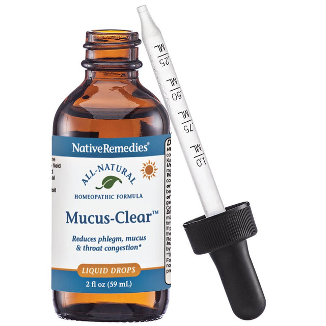 Native Remedies Mucus-Clear - Natural Homeopathic Formula for Symptoms of Throat Congestion and Excessive Mucus and Phlegm - Temporarily Clears Excess Mucus in Throat and Lungs - 59 Ml