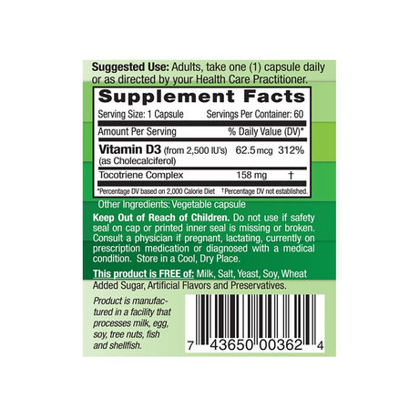 Emerald Labs Vitamin D3 as Cholecalciferol 2,500 Iu'S - Support Healthy Bones and Teeth, Immune System Health - 60 Vegetable Capsules