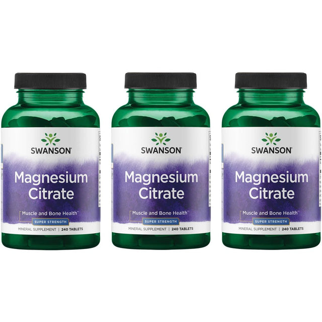 Swanson Magnesium Citrate - Super Strength 112.5 Mg 240 Tabs 3 Pack