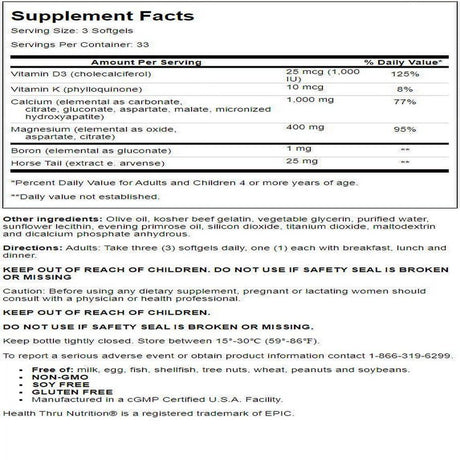 Health Thru Nutrition - Liquid Calcium with Vitamin D3 & Magnesium - 100 Softgels