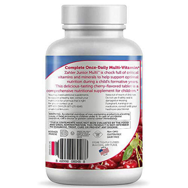 Zahler Junior Multi, Complete Once-Daily Multi-Vitamin, Natural Cherry, 180 Chewable Tablets