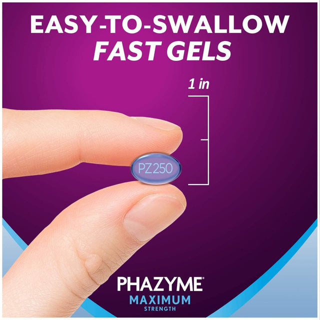 Phazyme Maximum Strength Gas & Bloating Relief, Works in Minutes, 12 Fast Gels