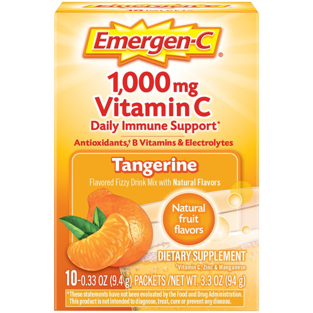 Emergen-C Daily Immune Support Vitamin C Supplement Powder, Tangerine, 10 Ct