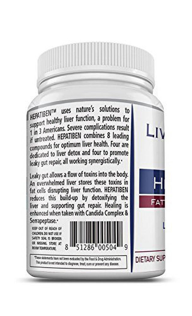 Liver Medic Hepatiben - Liver Detox 60 Capsules Cleanse Detoxifies and Regenerates with Additional Gut Repair Ingredients. Milk Thistle (Silymarin), Choline, Turmeric, ALA, Glutathione