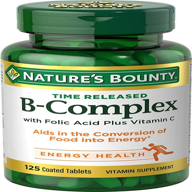 Nature'S Bounty Vitamin B-Complex with Folic Acid plus Vitamin C, Supports Energy Metabolism and Nervous System Health, 125 Count