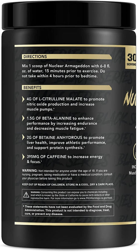 Anabolic Warfare Nuclear Armageddon Pre Workout Powder Pre-Workout for Men & Women with L-Citrulline, Beta Alanine Powder and Caffeine (Ballistic Berry Lemonade - 30 Servings)