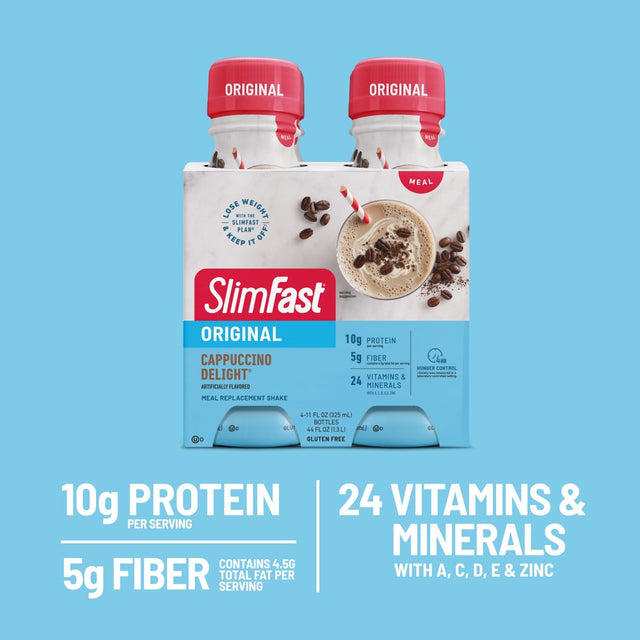 Slimfast Original Meal Replacement Shakes, Cappuccino Delight, 8 Ct