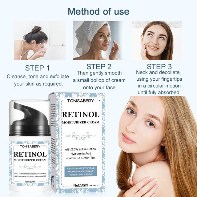 Premium Retinol Cream, Anti-Aging Moisturizer Cream 2.5% for Face and Eye Care, Anti-Wrinkle Essence with Hyaluronic Acid