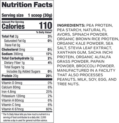 Vega Protein and Greens, Salted Caramel, Vegan Protein Powder, 20G Plant Based Protein, Low Carb, Keto, Dairy Free, Gluten Free, Non GMO, Pea Protein for Women and Men, 1.1 Pounds (17 Servings)