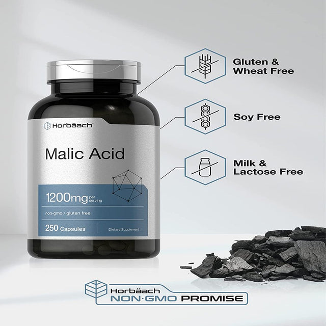 Malic Acid Capsules | 1200Mg | 250 Count | Non-Gmo and Gluten Free Supplement | by Horbaach