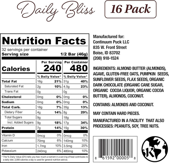 Protein Puck Value Bundle, Case of 12 Full Size Daily Bliss + Case of 16 Mini Daily Bliss - Plant-Based Bars, High Protein Snacks with Vegan Protein - Gluten-Free, Non-Dairy, Non-Gmo Snack Bar