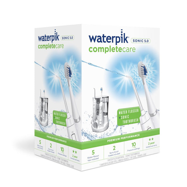 Waterpik Complete Care 5.0 Water Flosser + Sonic Electric Toothbrush, White