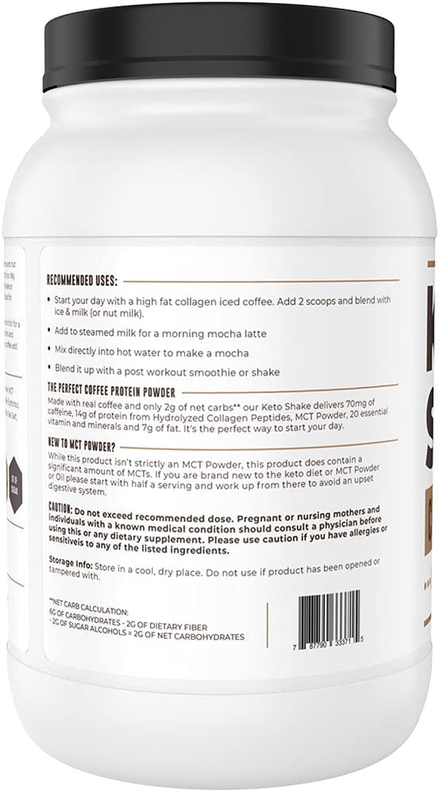 Keto Breakfast Shake Meal Replacement, 2Lb Coffee Protein Powder, Iced Coffee with Collagen Protein, High Fat, Low Carb, Sugar Free