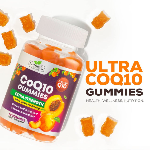 Nature'S Coq10 100Mg Gummies, 3X Better Absorption, Antioxidant for Heart Health Support & Energy Production, Ultra Coenzyme Q10 Vitamins, Coq 10 Supplements, Dietary Supplement, Non-Gmo - 60 Gummies