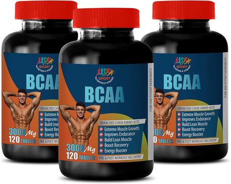 Post Workout Amino Acids Bcaa - BCAA 3000MG - PRE and Post Workout Recovery - Bcaa Muscle Recovery - 3 Bottles 360 Tablets