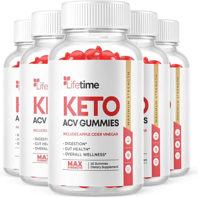 (5 Pack) Lifetime Keto ACV Gummies - Supplement for Weight Loss - Energy & Focus Boosting Dietary Supplements for Weight Management & Metabolism - Fat Burn - 300 Gummies