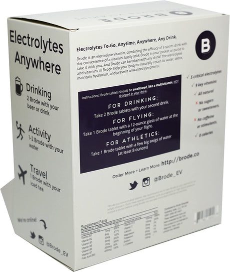 Electrolyte Vitamin - Portable Zero-Sugar Electrolyte Tablets - for Sports, Nightlife, Jet Lag, 5 Essential Electrolytes + 9 Vitamins 100-Packets