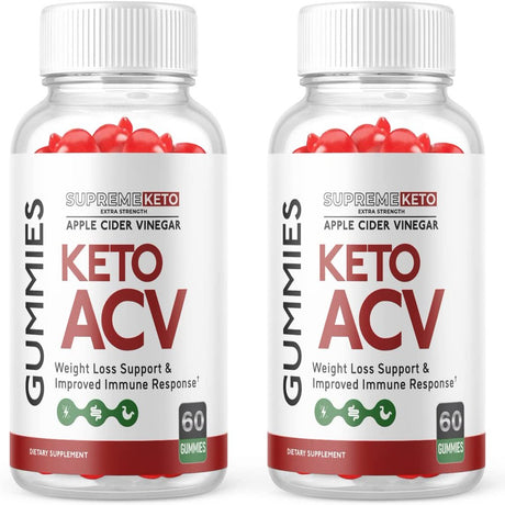 (2 Pack) Supreme Keto ACV Gummies - Energy & Focus Boosting Dietary Supplements for Weight Management & Metabolism - Fat Burn - 120 Gummies