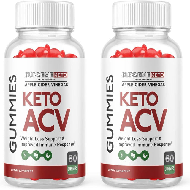 (2 Pack) Supreme Keto ACV Gummies - Energy & Focus Boosting Dietary Supplements for Weight Management & Metabolism - Fat Burn - 120 Gummies