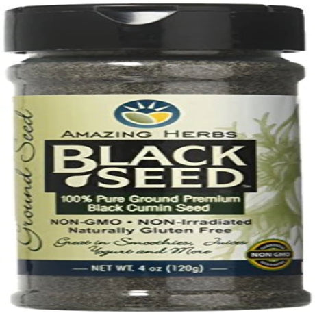 Amazing Herbs Black Ground Seed Jar, 4 Fluid Ounce