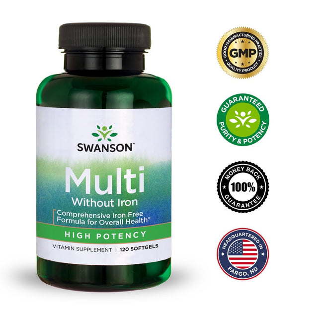 Swanson High Potency Multivitamin without Iron Softgels, 120 Count