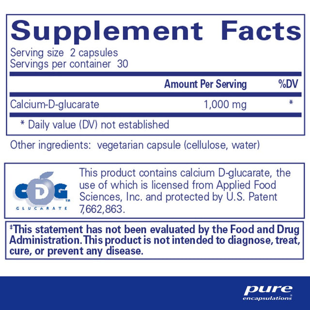 Pure Encapsulations Calcium-D-Glucarate | Supplement to Support Cellular Health in the Liver, Prostate, Lungs, Breast, and Colon* | 60 Capsules