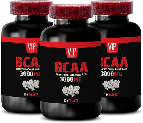 Pre Workout Bcaa Energy - BCAA - BRANCHED CHAIN AMINO ACID 3000 MG - Bcaa Muscle Growth Supplements, Metabolism Booster, Bcaa Energy Pre Workout, Bcaa Glutamine Endurance & Recovery 3 Bottles 360Tabs