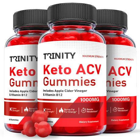 (3 Pack) Trinity Keto ACV Gummies - Supplement for Weight Loss - Energy & Focus Boosting Dietary Supplements for Weight Management & Metabolism - Fat Burn - 180 Gummies