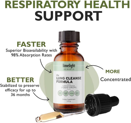 The Lung Cleanse Formula: Powerful Total Lung Detox - Optimize Lung Function - Sinus, Mucus, Bronchial Decongestant - Natural 3 Target Herbs - Lobelia, Lungwort, Plantain - 60 Servings, 2 Fl Oz