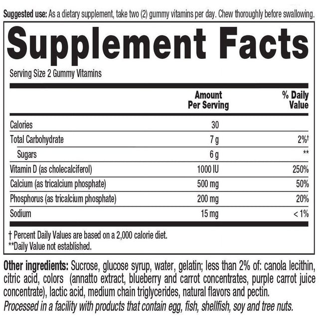 Vitafusion Calcium Gummy Vitamins Dietary Supplement, Fruit and Cream, 100 Ct (1 Pack)