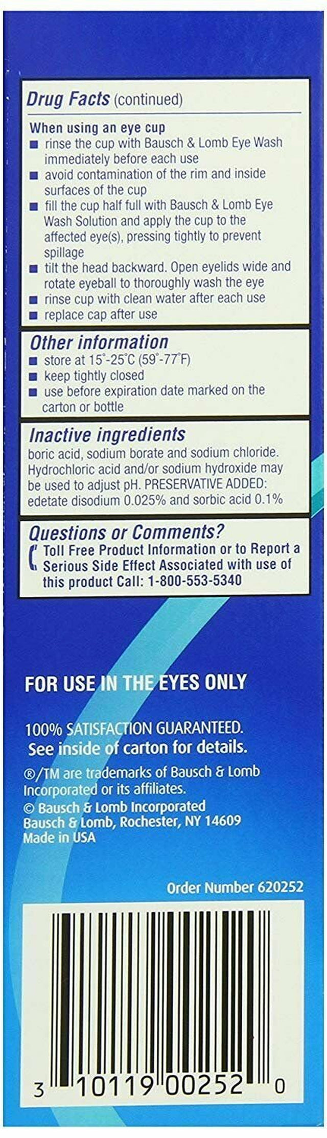 Bausch & Lomb Advanced Irrigating Solution Eye Relief Eye Wash, 4 Floz,- 2 Pack