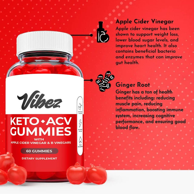 (1 Pack) Vibez Keto ACV Gummies - Supplement for Weight Loss - Energy & Focus Boosting Dietary Supplements for Weight Management & Metabolism - Fat Burn - 60 Gummies