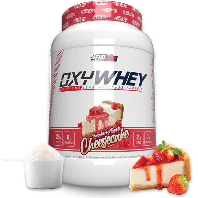 Ehplabs Oxywhey Whey Protein Powder Protein Shake - 25G of Whey Protein Isolate Meal Replacement Shake, Non-Gmo, Post Workout Protein Shakes, Isolate Protein Powder - 25 Serves (Raspberry Cheesecake)