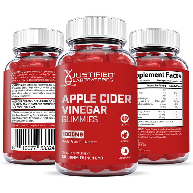 (5 Pack) Apple Cider Vinegar Gummies 1000MG with Pomegranate Juice Beet Root B12 300 Gummys Supplement