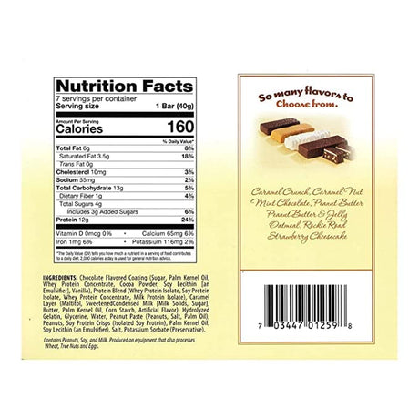 HEALTHWISE CARAMEL NUT BAR - 35 SERVINGS (5 BOXES) - HIGH PROTEIN - LOW CARB