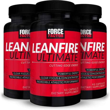 Leanfire Ultimate Pre Workout Energy Pills for Men and Women with L-Theanine and Green Tea Extract to Boost Energy, Enhance Focus, and Improve Athletic Performance, Force Factor, 180 Capsules (3-Pack)