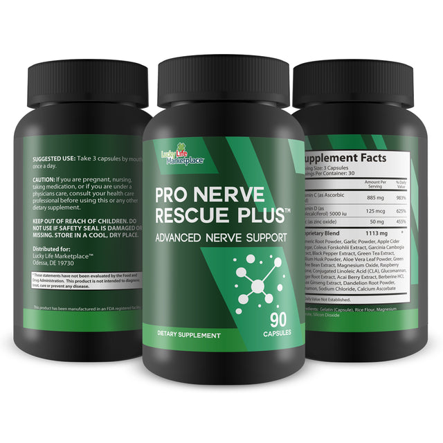 Pro Nerve Rescue plus - Advanced Nerve Support Supplement - Promote Healthy Nerve Function & Blood Flow - Help Soothe Nerve Discomfort - Magnesium, Calcium, Zinc - Support Reduced Oxidative Stress