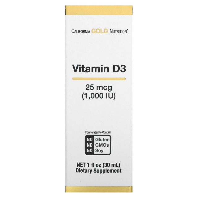 California Gold Nutrition Vitamin D3, 25 Mcg (1,000 IU), 1 Fl Oz (30 Ml)