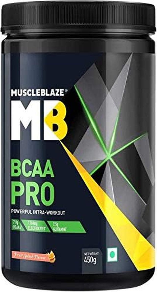 BCAA Pro Amino Acid Powder (Fruit Splash, 450 G, 30 Servings) with 100G Creatine Free