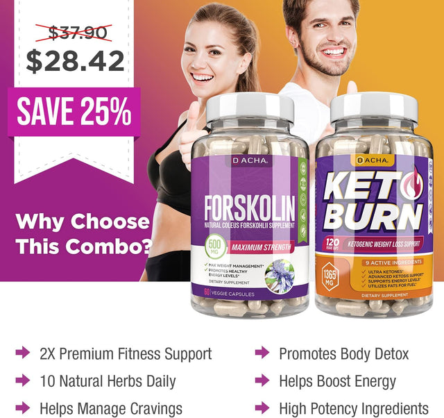 Advanced Keto & Fitness Bundle - Premium Forskolin Extract plus Keto, with 11 Natural Herbs for Max Slim Look, Ultra Strength Pills, Immune Support, Lost Fast