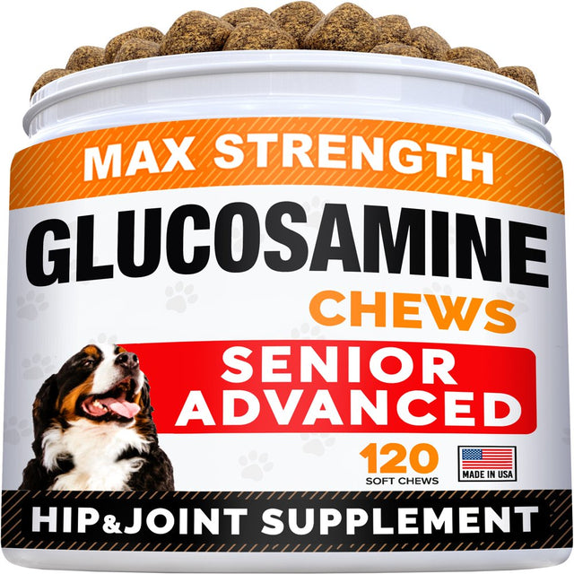 Glucosamine Treats for Dogs - Joint Supplement W/Omega-3 Fish Oil - Chondroitin, MSM - Advanced Mobility Chews - Joint Pain Relief - Hip & Joint Care - Made in USA