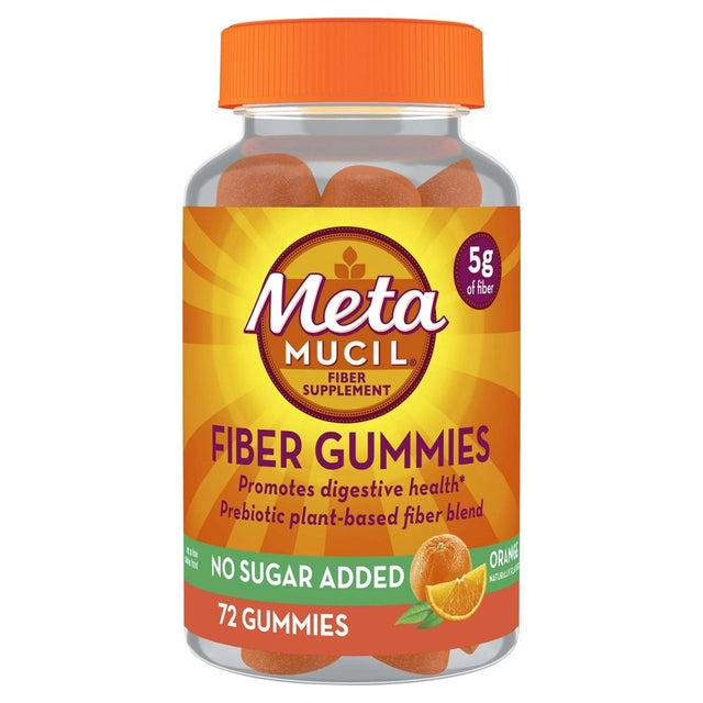 Metamucil Daily Fiber Supplement, Fiber Gummies for Digestive Health, Plant-Based Fiber Blend, 72 Ct