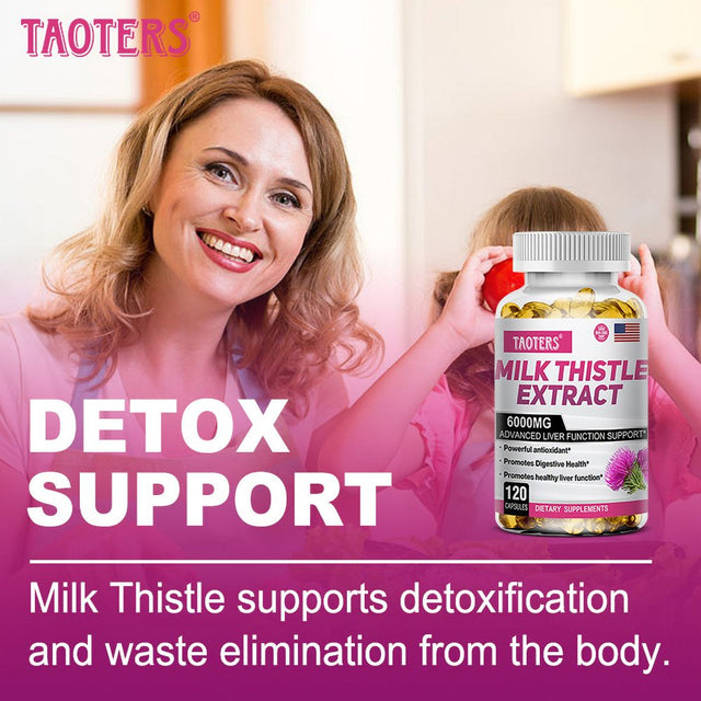 TAOTERS Milk Thistle Extract 6000 Mg Softgels, Advanced Liver Support, with Dandelion and Artichoke...-60Capsules