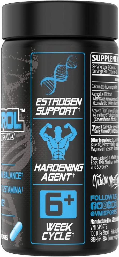 VMI Sports | Arimidrol Hardening Compound | Natural Estrogen Blocker for Men | Testosterone Booster and Aromatase Inhibitor | to Build Muscle and Burn Fat | anti Estrogen (Bonus Size - 90 Capsules)