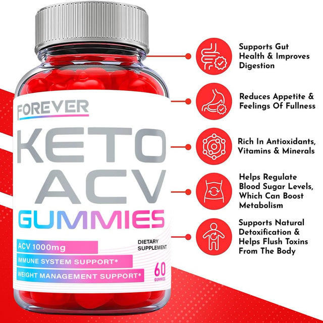 (3 Pack) Forever Keto ACV Gummies - Supplement for Weight Loss - Energy & Focus Boosting Dietary Supplements for Weight Management & Metabolism - Fat Burn - 180 Gummies