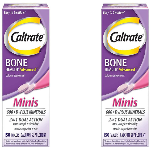 Caltrate Calcium & Vitamin D3 Supplement plus Minerals Mini Tablets, 150 Ea (Pack of 2)